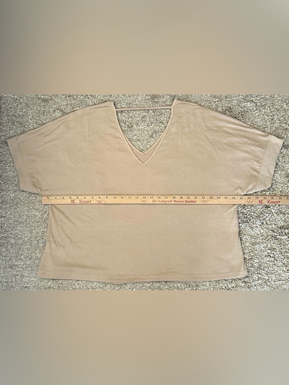 Shein Curve Women’s 2XL Light Brown Cutout V-Neck Open Back Short Sleeve Shirt - Picture 5 of 6